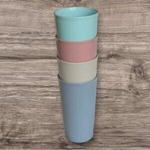 4 Tupperware Tumbler Cups Pastel Tall Glasses Country 12 Oz Vtg Set Retro 873